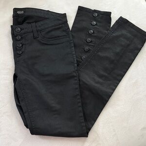 Hudson “Fonda” skinny coated jeans in easy rider black wash, size 28